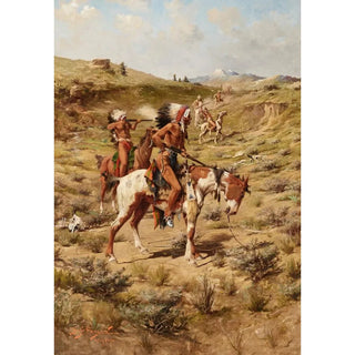 Reproduction of the painting The War Party - Edgar Samuel Paxson