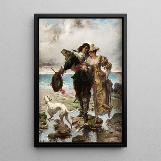 Reproduction of the painting Romantic scene at the seaside - Edmond-Louis Dupain