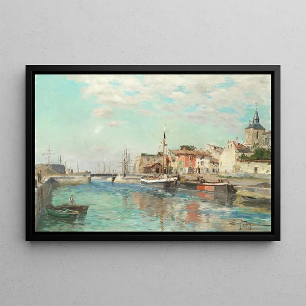 The port - Edmond-Marie Petitjean — framed artwork on a wall