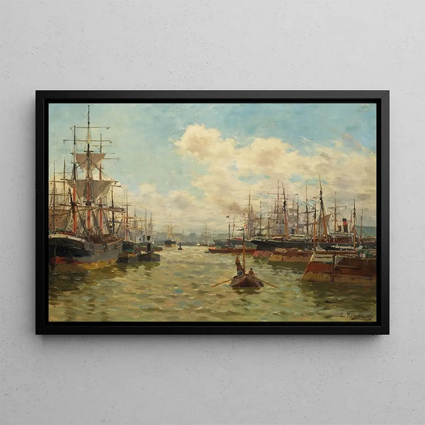 Marine Painting - Edmond-Marie Petitjean — framed artwork on a wall