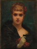 Young woman holding a mask - Edmond Hébert — artwork view