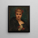 Young woman holding a mask - Edmond Hébert — framed artwork on a wall