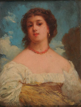 Young woman holding a sheaf of wheat - Edmond Hébert — artwork view