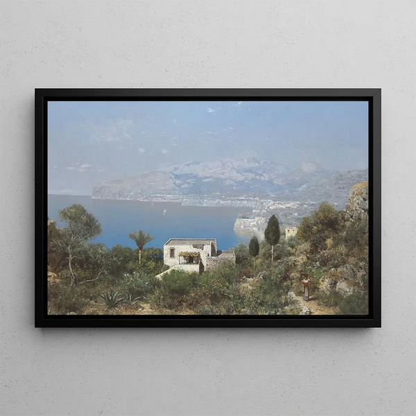 View of the Bay of Sorrento - Edmund Berninger — framed artwork on a wall