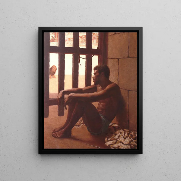 A thinker gladiator - Edmund Blair Leighton — framed artwork on a wall