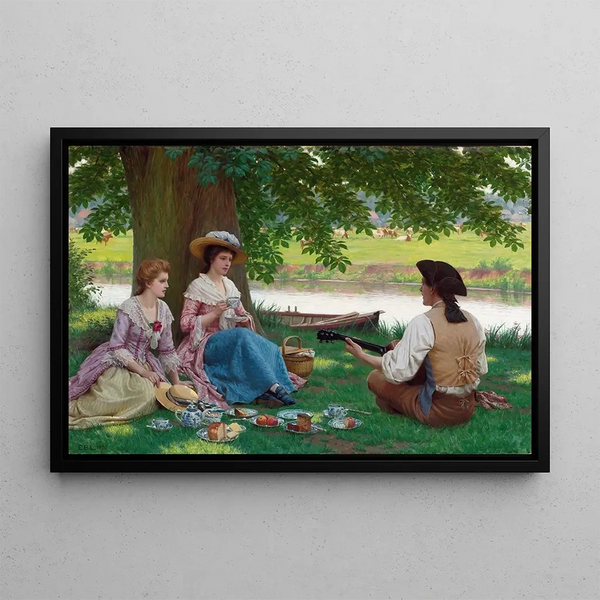 A Picnic Scene - Edmund Blair Leighton — framed artwork on a wall