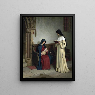 Books and Art Motherhood - Edmund Blair Leighton — framed artwork on a wall