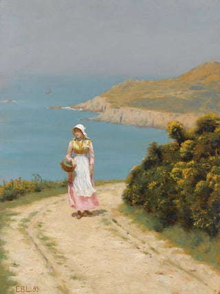 Girl on a Coastal Path - Edmund Blair Leighton — artwork view