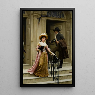 My Neighbor Next Door - Edmund Blair Leighton — framed artwork on a wall