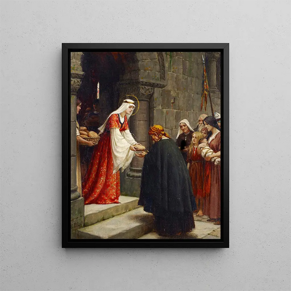 La Charité de Sainte Élisabeth de Hongrie - Edmund Blair Leighton — framed artwork on a wall