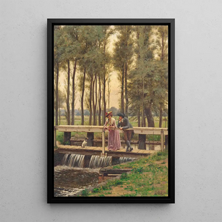 The Meeting Place - Edmund Blair Leighton — framed artwork on a wall