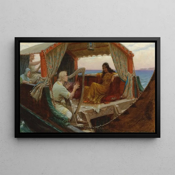 Tristan and Isolde - Edmund Blair Leighton — framed artwork on a wall