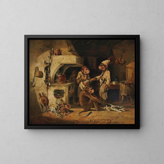 The Monkey Kitchen - Edmund Bristow — framed artwork on a wall