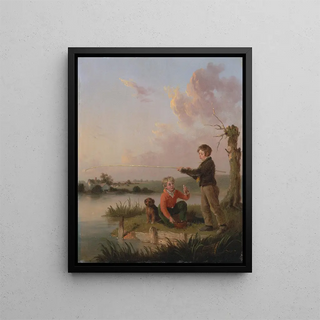 Les jeunes pêcheurs - Edmund Bristow — framed artwork on a wall