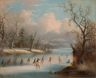 Indian playing lacrosse on ice - Edmund C. Coates — artwork view