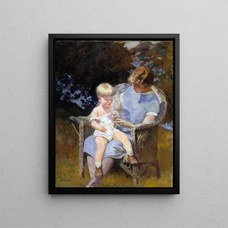 Marjorie and Little Edmund - Edmund Charles Tarbell — framed artwork on a wall