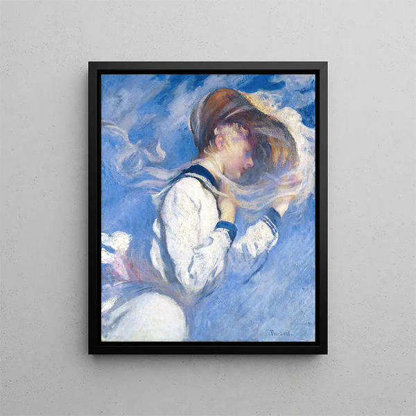 Summer Breeze Painting - Edmund Charles Tarbell — framed artwork on a wall