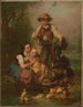 Boy and girl Germans with flowers looking at ducklings - Edmund Foerster Co — artwork view