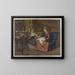 Two girls, one reading, the other sewing - Edmund Foerster Co — framed artwork on a wall
