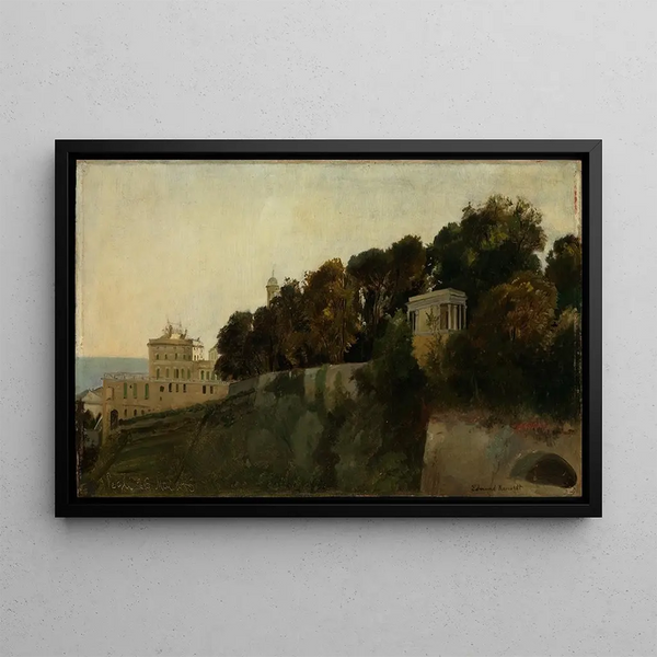Twilight from Villa Pallavicini in Pegli near Genoa - Edmund Kanoldt — framed artwork on a wall
