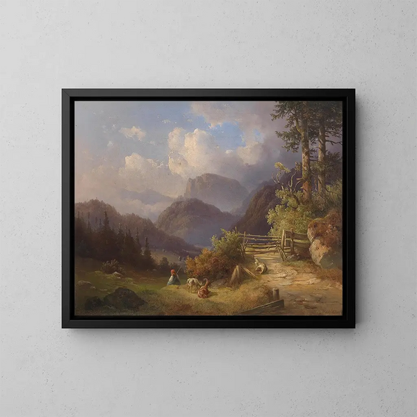 La jeune chèvre gardienne - Edmund Mahlknecht — framed artwork on a wall
