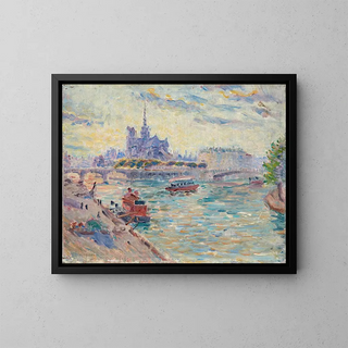 Vue de Paris, Notre-Dame - Édouard-Jean Dambourgez — framed artwork on a wall