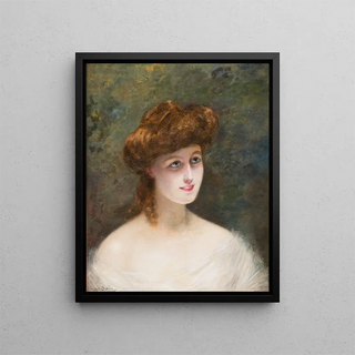 Portrait of a beauty with red hair - Édouard Alexandre Sain — framed artwork on a wall