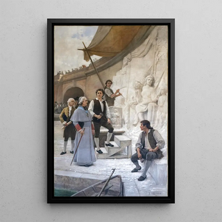 Visit to the Sculptor's Studio - Édouard Bernard Debat-Ponsan — framed artwork on a wall