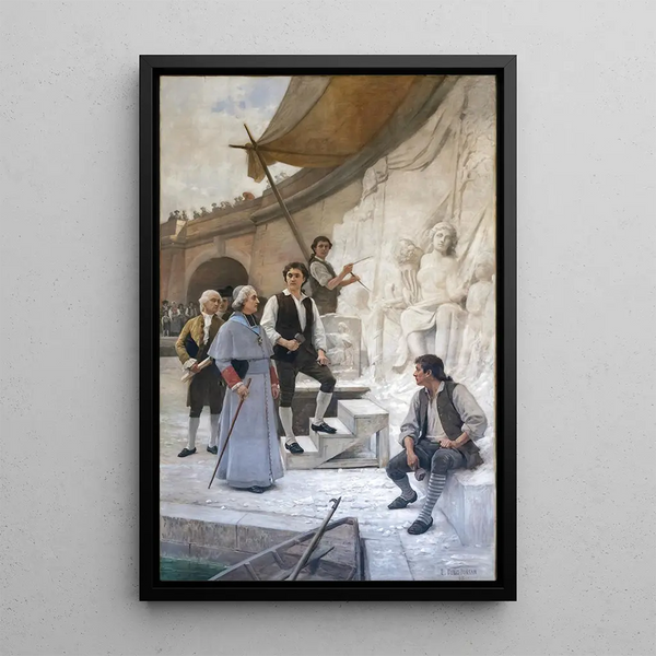 Visit to the Sculptor's Studio - Édouard Bernard Debat-Ponsan — framed artwork on a wall