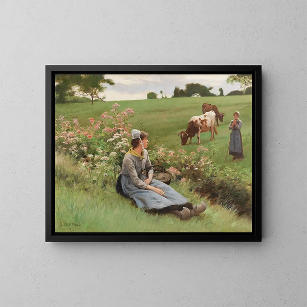 Repos dans le champ - Édouard Bernard Debat-Ponsan — framed artwork on a wall