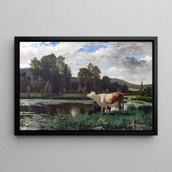 Les Vaches - Édouard Bernard Debat-Ponsan — framed artwork on a wall