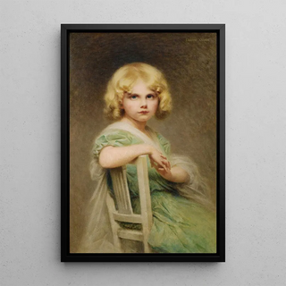 Portrait of Eva, the painter's daughter - Édouard Cabane — framed artwork on a wall