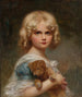 Portrait of Eva with a teddy bear - Édouard Cabane — artwork view