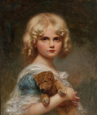 Portrait of Eva with a teddy bear - Édouard Cabane — artwork view