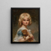 Portrait of Eva with a teddy bear - Édouard Cabane — framed artwork on a wall