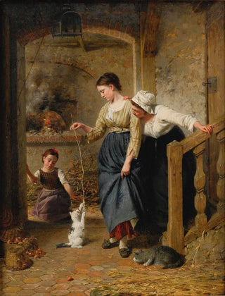 Playing with kittens - Édouard Castres — artwork view