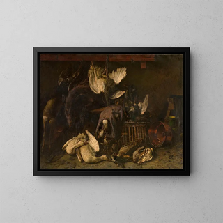 Still life with dead game - Édouard Chappel — framed artwork on a wall