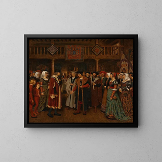 La réception de Quentin Metsys dans la Guilde de Saint-Luc d'Anvers - Édouard De Jans — framed artwork on a wall