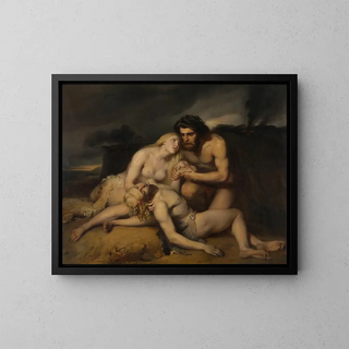 Adam and Eve discover Abel's dead body - Édouard Dujardin — framed artwork on a wall