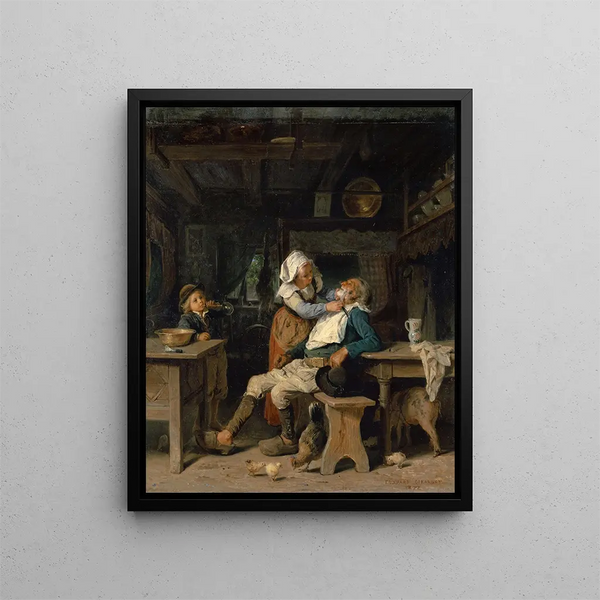 a hair salon in Brittany - Édouard Girardet | Painting — framed artwork on a wall