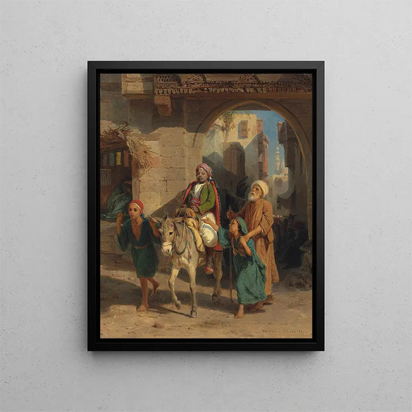 Entering the city - Édouard Girardet — framed artwork on a wall