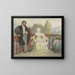 Francesca de Rimini and Paolo de Polenta with their child on a balcony - Édouard Hamman — framed artwork on a wall