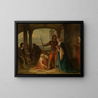 Le jeune François Ier de France part à la chasse - Édouard Hamman — framed artwork on a wall