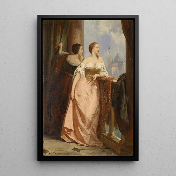 Reproduction of the painting of Two ladies on the balcony with San Giorgio Maggiore in the background, Venice - Édouard Hamman