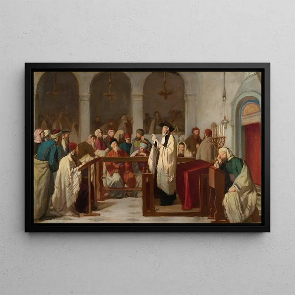 In the synagogue - Édouard Moyse — framed artwork on a wall