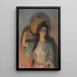 Reproduction of the painting La femme au tambour de basque - Édouard Rosset-Granger