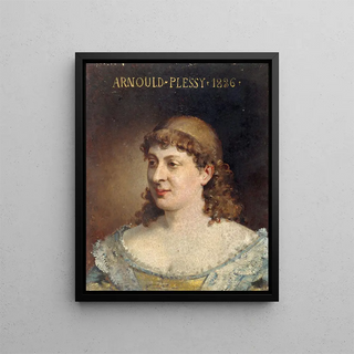 Portrait painting of Jeanne Sylvanie Arnould-Plessy 1819-1897 member of the Comédie-Française - Édouard Toudouze — framed artwork on a wall