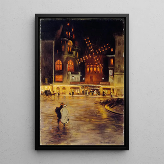 La Place Blanche et le Moulin Rouge - Édouard Zawiski — framed artwork on a wall