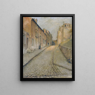 La rue Cortot à Montmartre vue de la rue des Saules - Édouard Zawiski — framed artwork on a wall