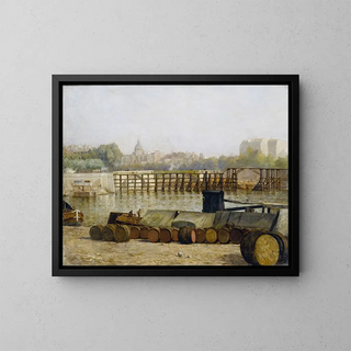 View of the jetty of Île Saint-Louis, morning effect - Édouard Zawiski — framed artwork on a wall